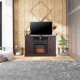Hommoo 47 inch Log Brown Fireplace TV Cabinet Electric Fireplace TV Stand Console Heater with Storage Shelves & Small Remote Control,1400W Black