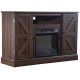 Hommoo 47 inch Log Brown Fireplace TV Cabinet Electric Fireplace TV Stand Console Heater with Storage Shelves & Small Remote Control,1400W Black